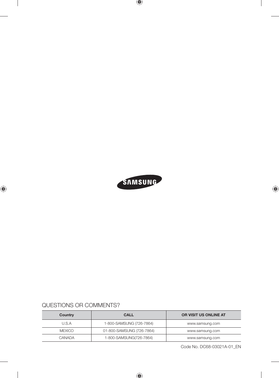 Questions or comments | Samsung DV431AG User Manual | Page 40 / 120