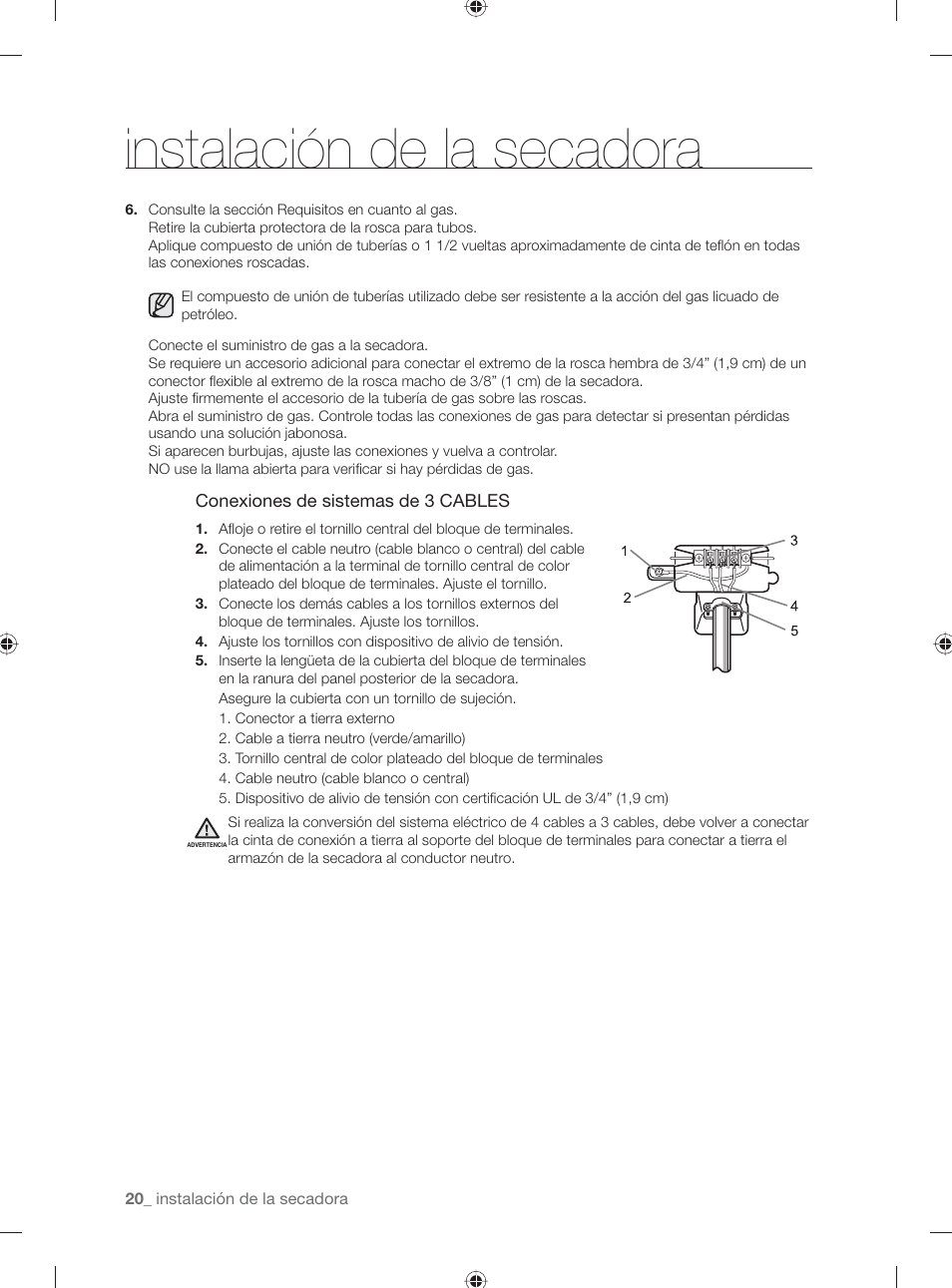 Instalación de la secadora | Samsung DV431AG User Manual | Page 60 / 120