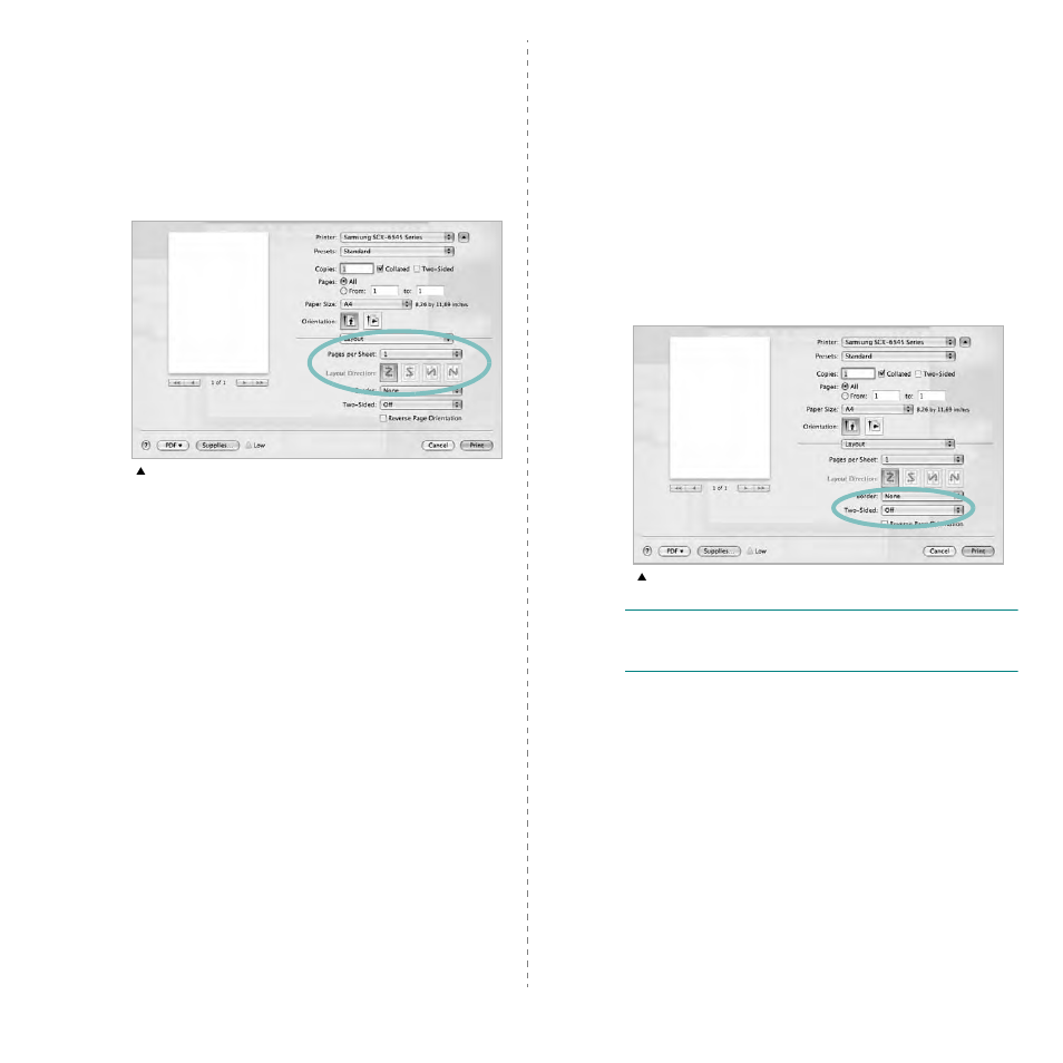 Printing on both sides of paper, Printing multiple pages on one sheet of paper | Samsung SCX-6545N User Manual | Page 187 / 190