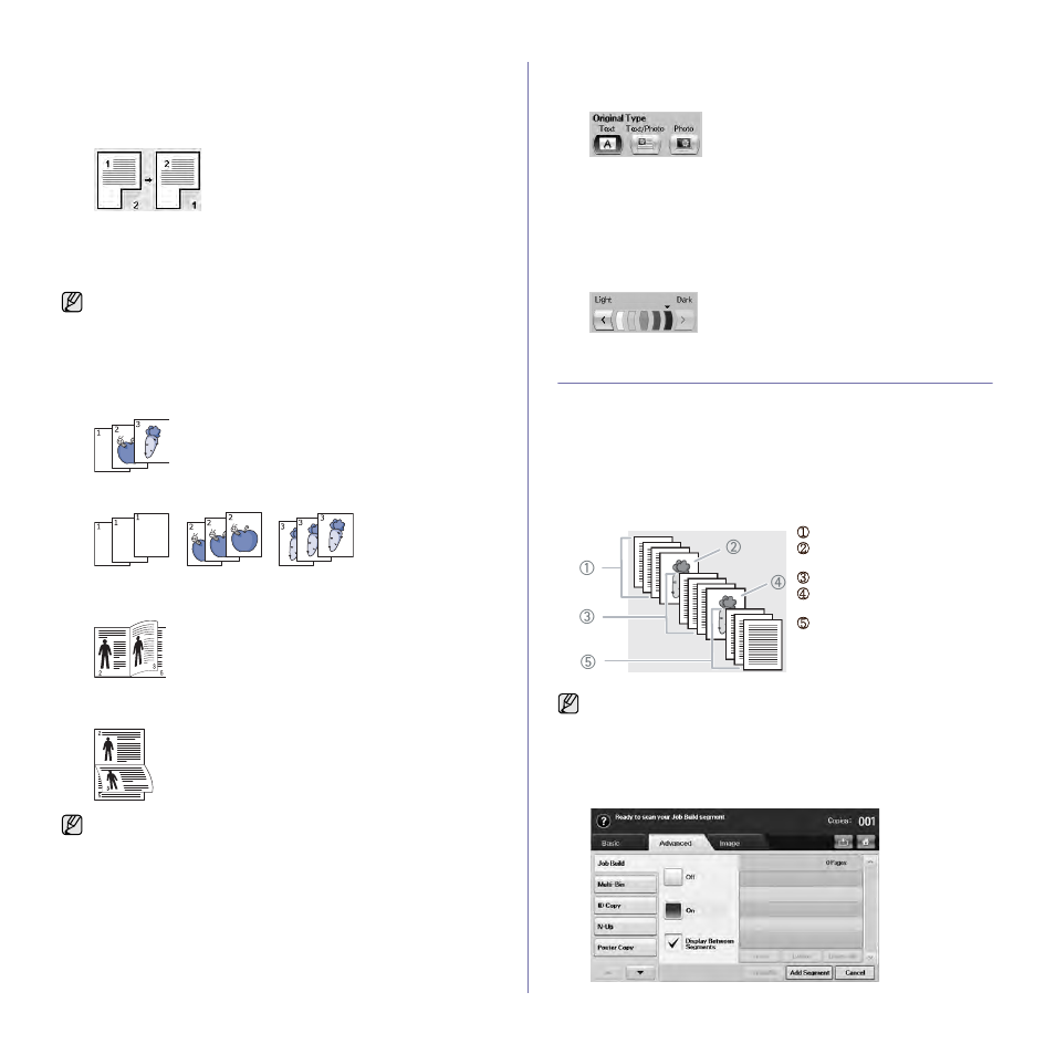 Selecting the type of originals, Changing the darkness, Using special copy features | Merging multiple jobs as a single copy | Samsung SCX-6545N User Manual | Page 45 / 190