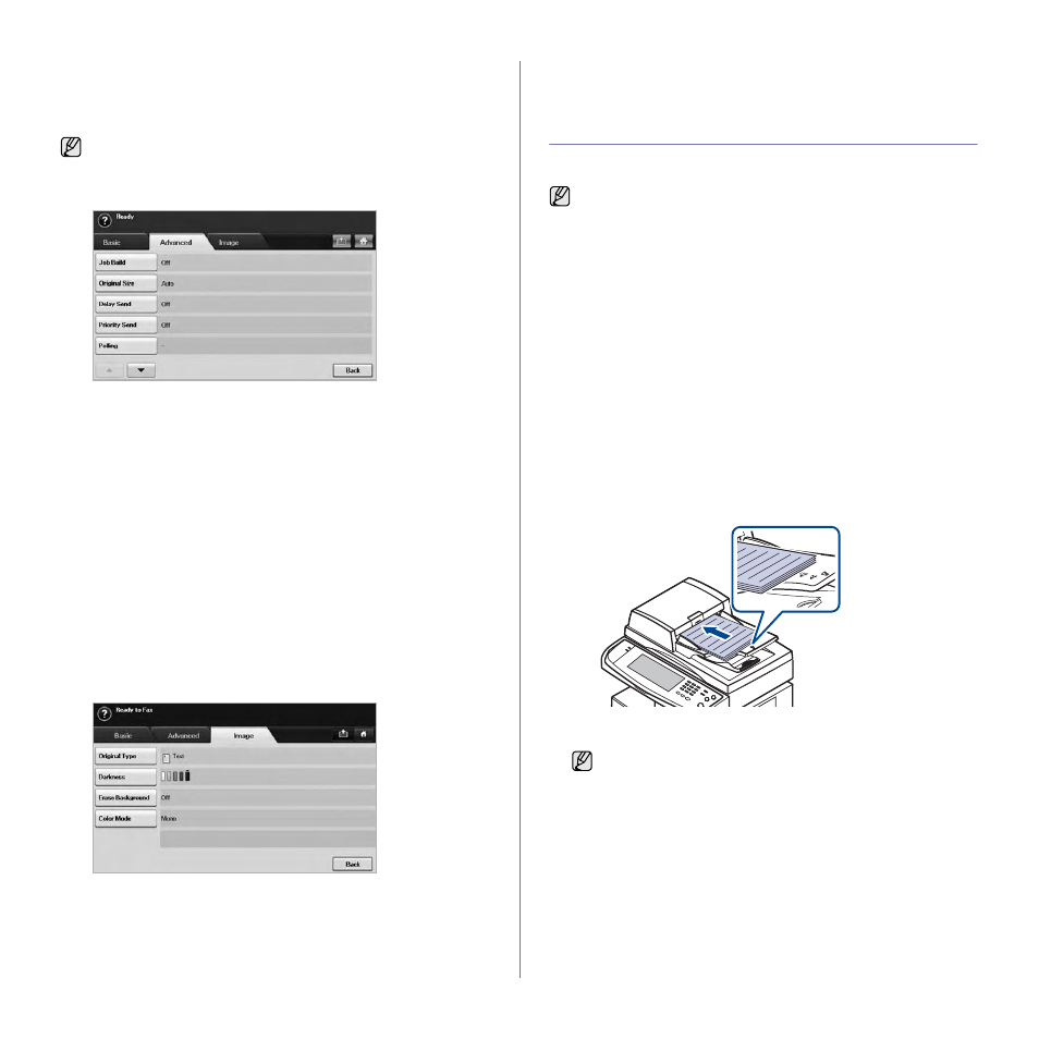 Advanced tab, Image tab, Sending a fax | Setting the fax header | Samsung SCX-6545N User Manual | Page 63 / 190