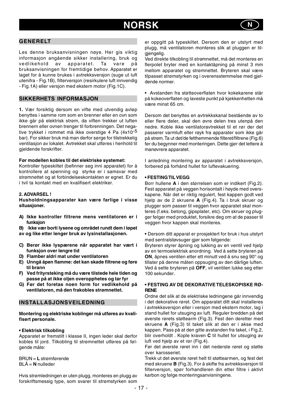 Norsk | Ardo CN60inox User Manual | Page 17 / 28