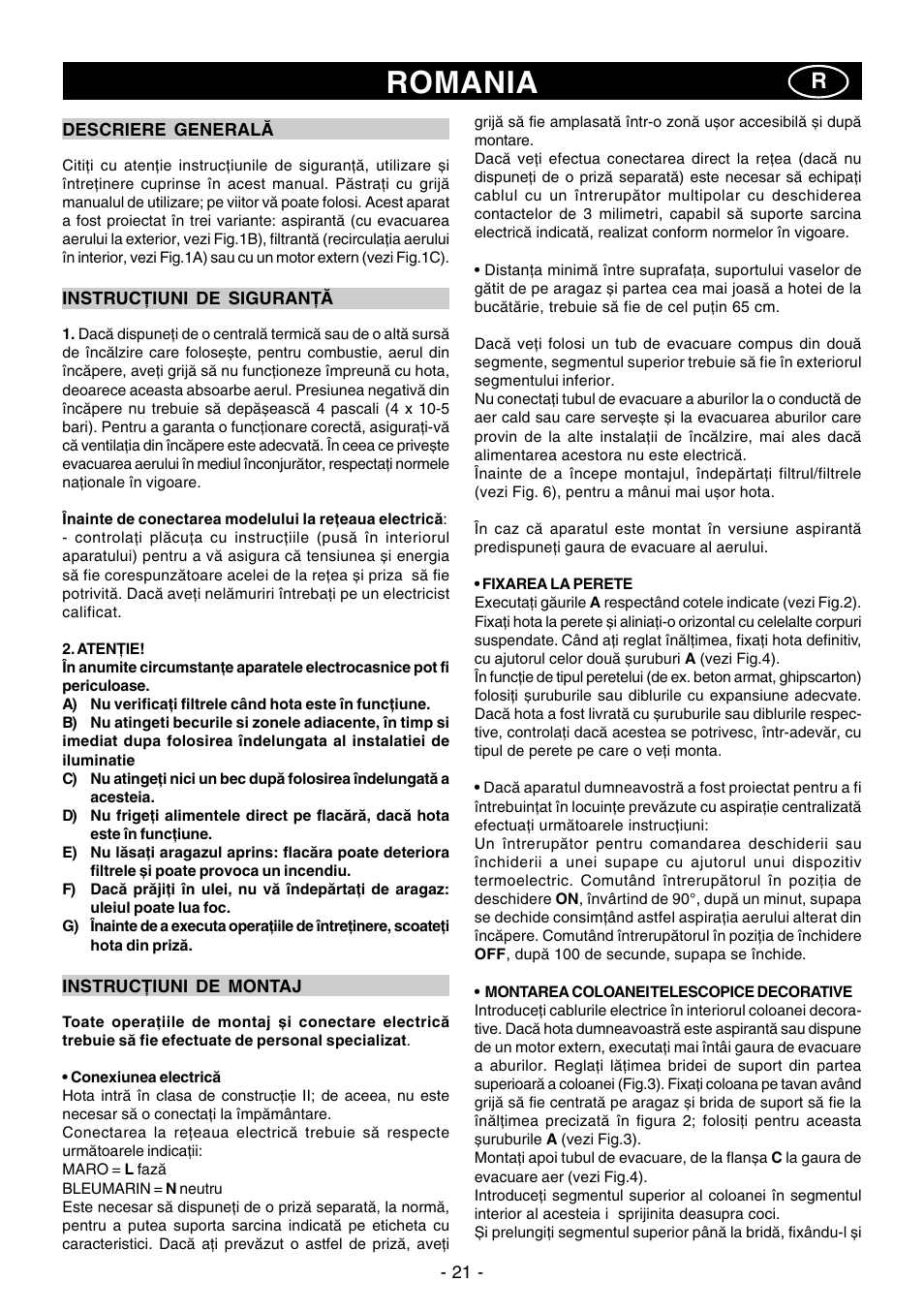 Romania | Ardo CN60inox User Manual | Page 21 / 28