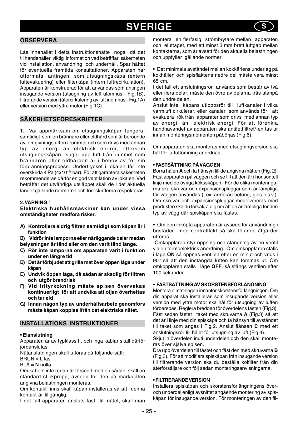 Sverige | Ardo CN60inox User Manual | Page 25 / 28