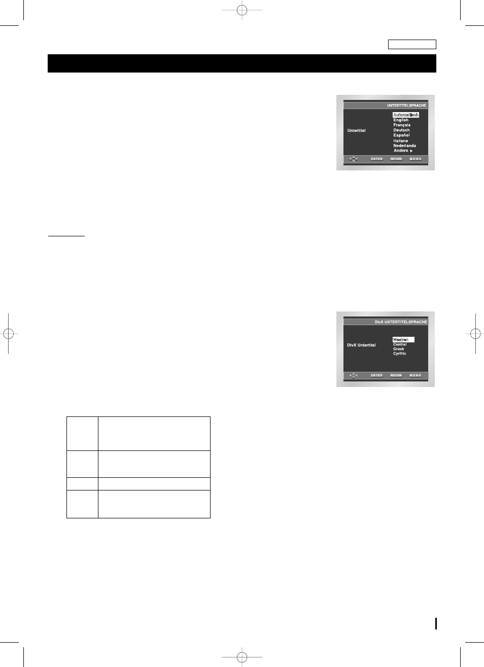 Sprache einstellen, Iuntertitelsprache einstellen, Idivx-untertitel-sprache wählen | Samsung DVD-L70A User Manual | Page 59 / 101