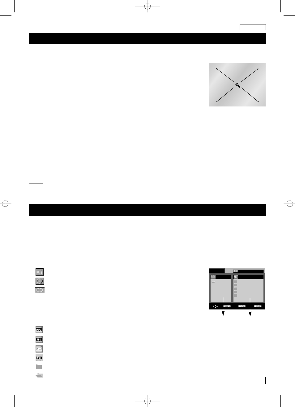 Using the zoom & 3d sound functions, Clips menu for mp3/wma/jpeg/mpeg4, Iusing the zoom function (dvd/vcd) | Iusing the 3d sound function (dvd) | Samsung DVD-L70A User Manual | Page 87 / 101