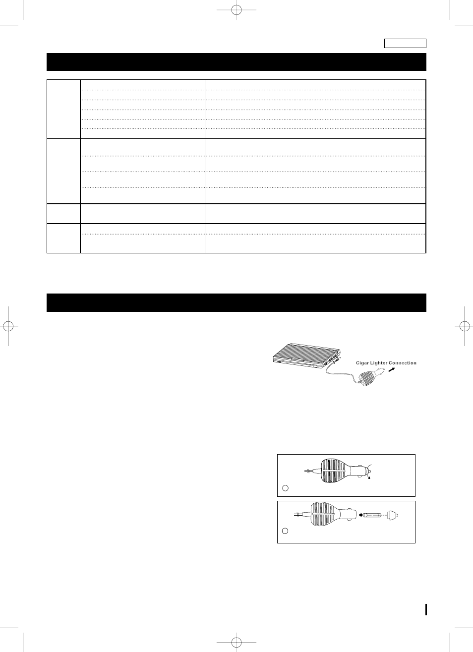 Specifications car power adapter, Ihow to use the adapter i how to replace the fuse | Samsung DVD-L70A User Manual | Page 99 / 101