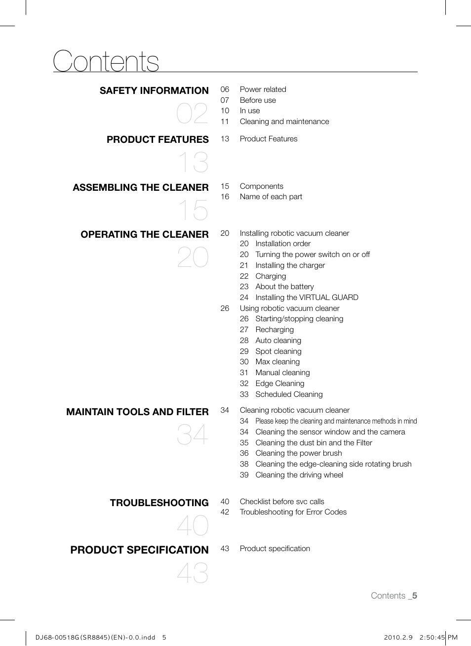 Samsung SR8845 User Manual | Page 5 / 48