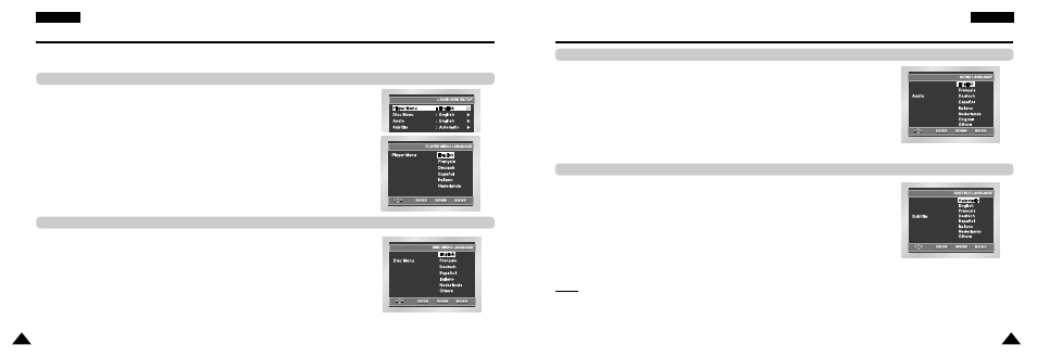 Setting up the language features | Samsung DVD-L300WDEU User Manual | Page 27 / 34