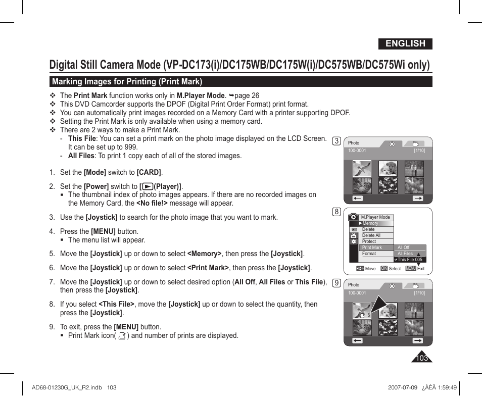 Marking images for printing (print mark), English | Samsung DC575WI User Manual | Page 103 / 132