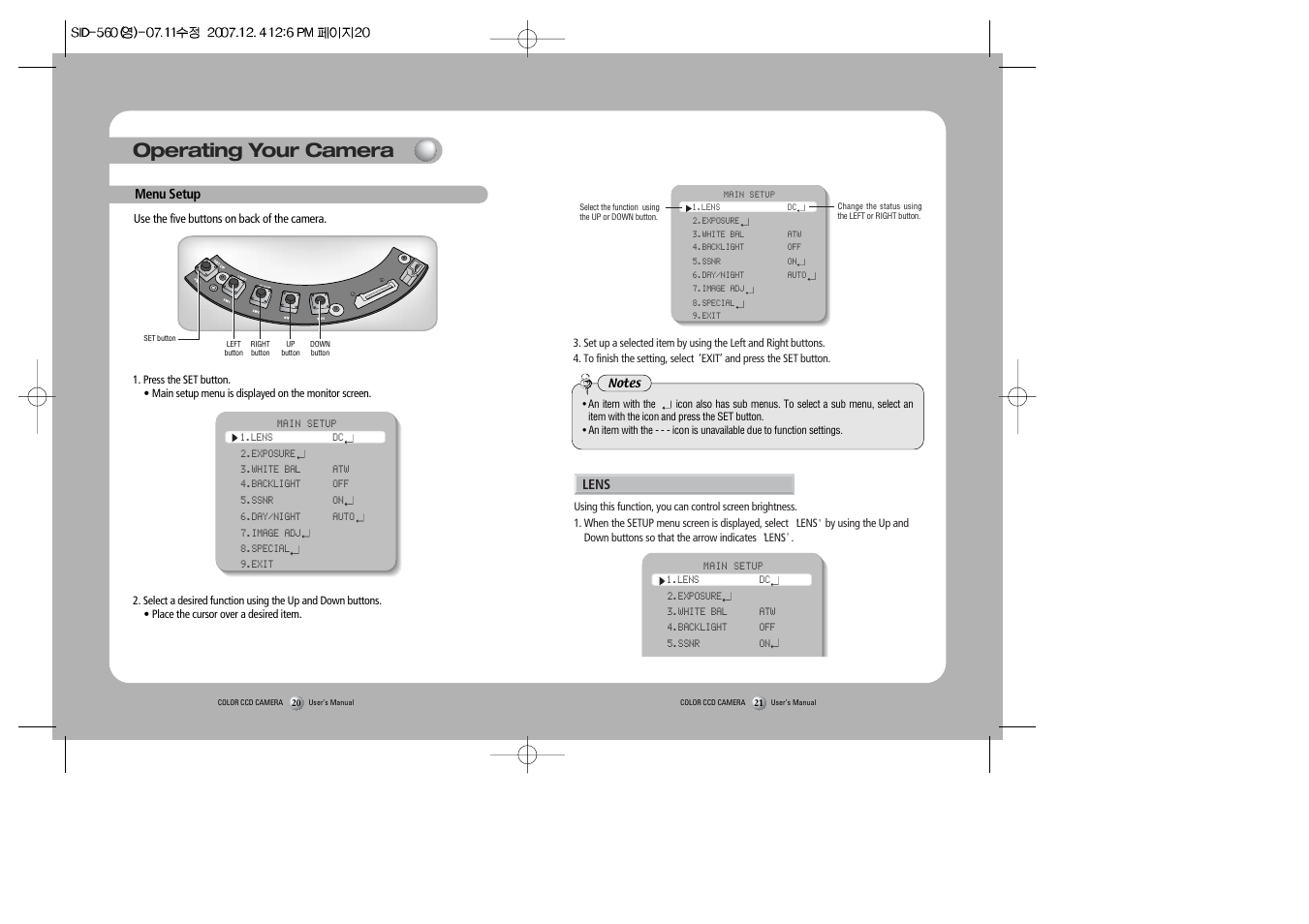 Operating your camera | Samsung SID-560 User Manual | Page 11 / 22
