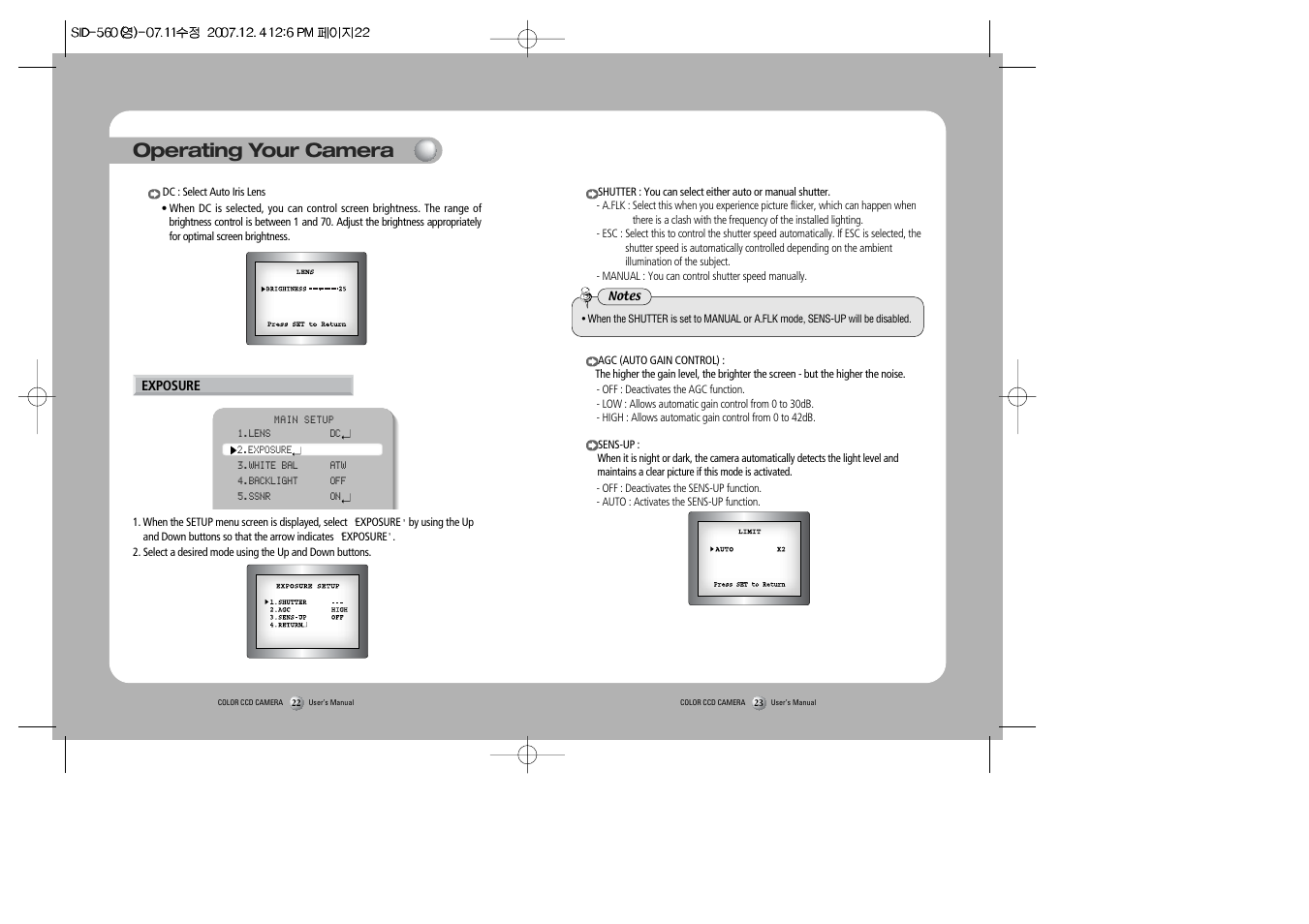 Operating your camera | Samsung SID-560 User Manual | Page 12 / 22