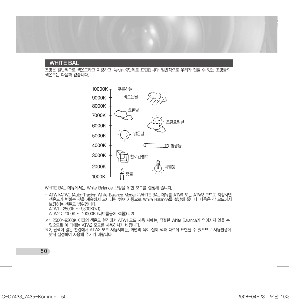 White bal | Samsung SCC-C7433 User Manual | Page 50 / 82