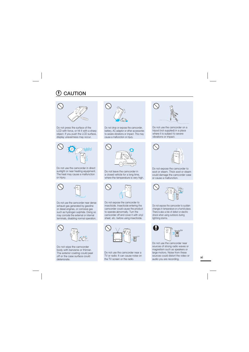 Caution | Samsung HMX-U15LN User Manual | Page 11 / 93