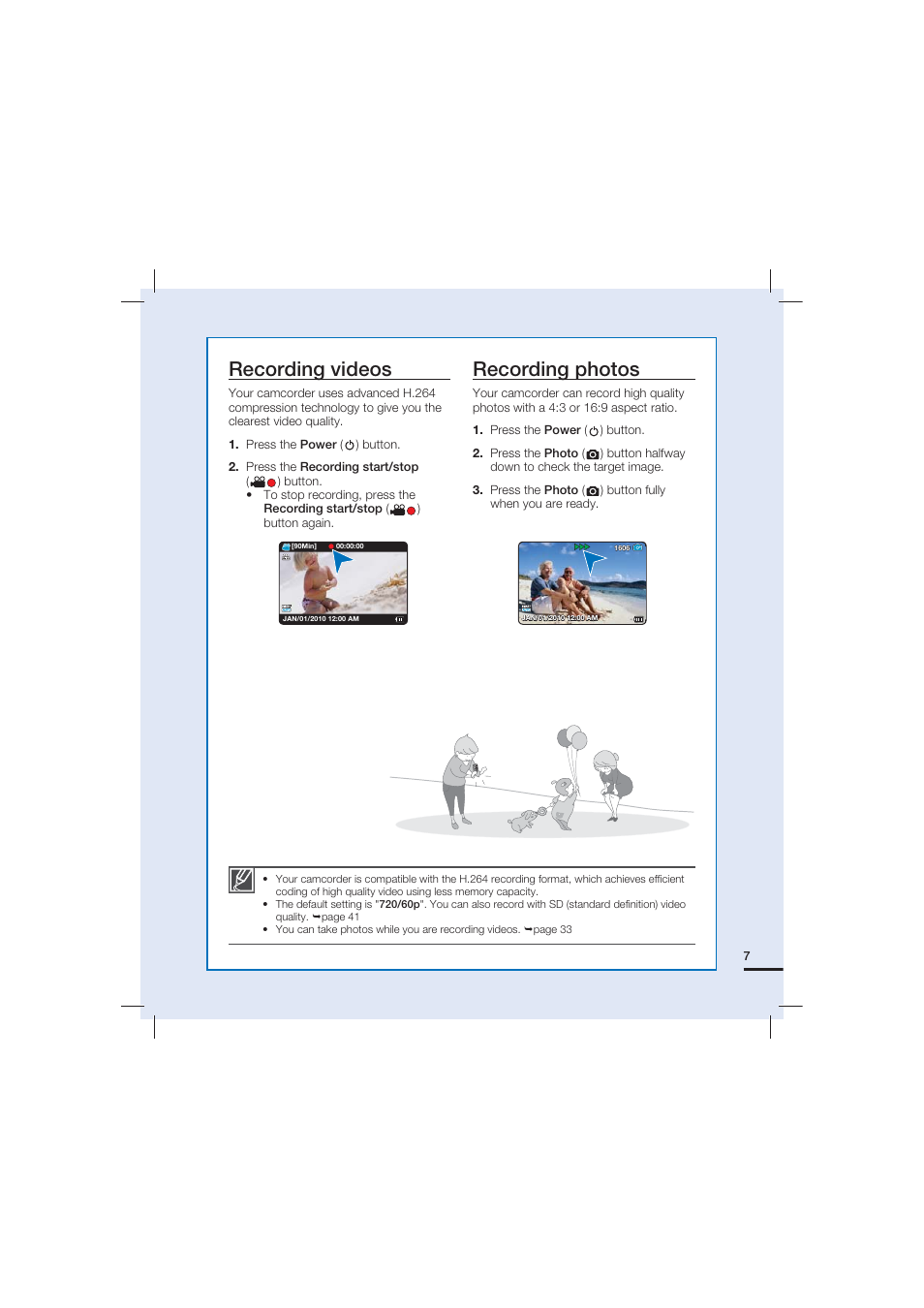 Recording videos recording photos | Samsung HMX-U15LN User Manual | Page 17 / 93