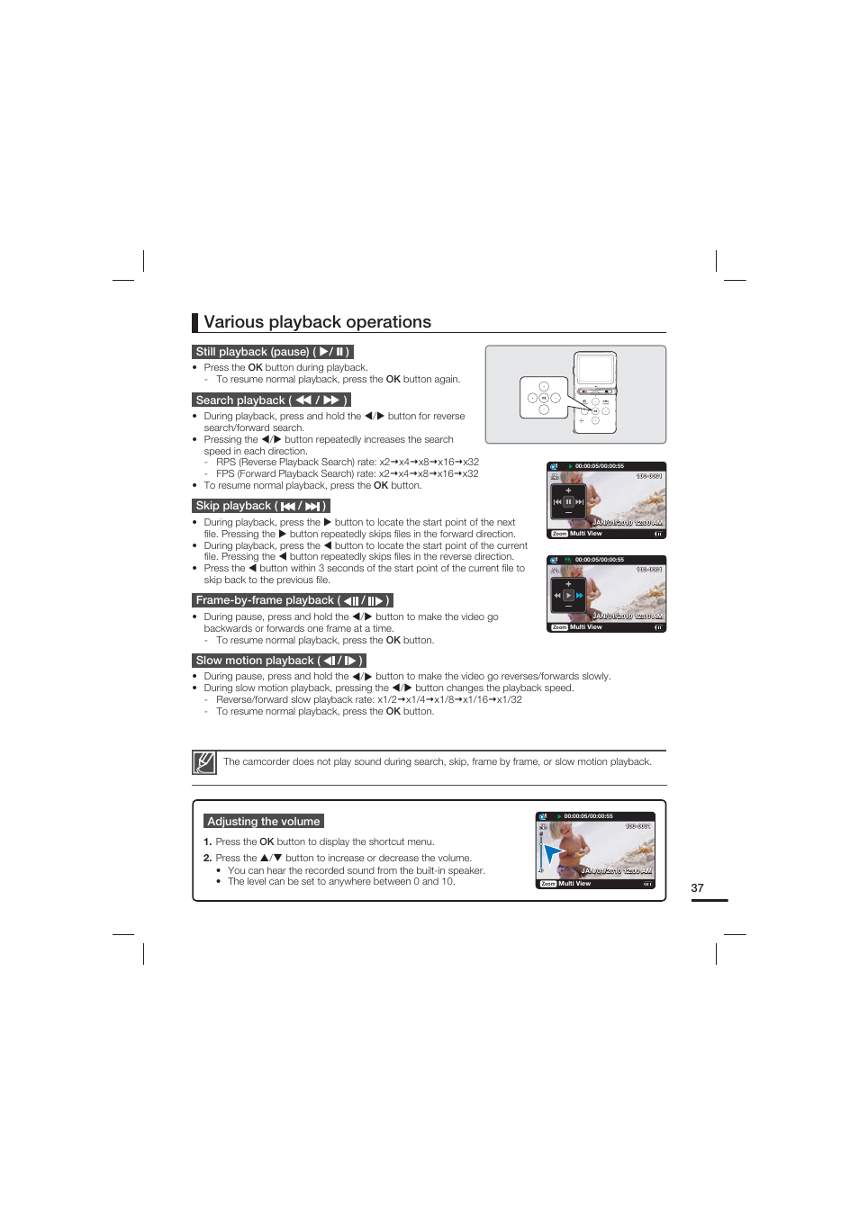 Various playback operations | Samsung HMX-U15LN User Manual | Page 47 / 93