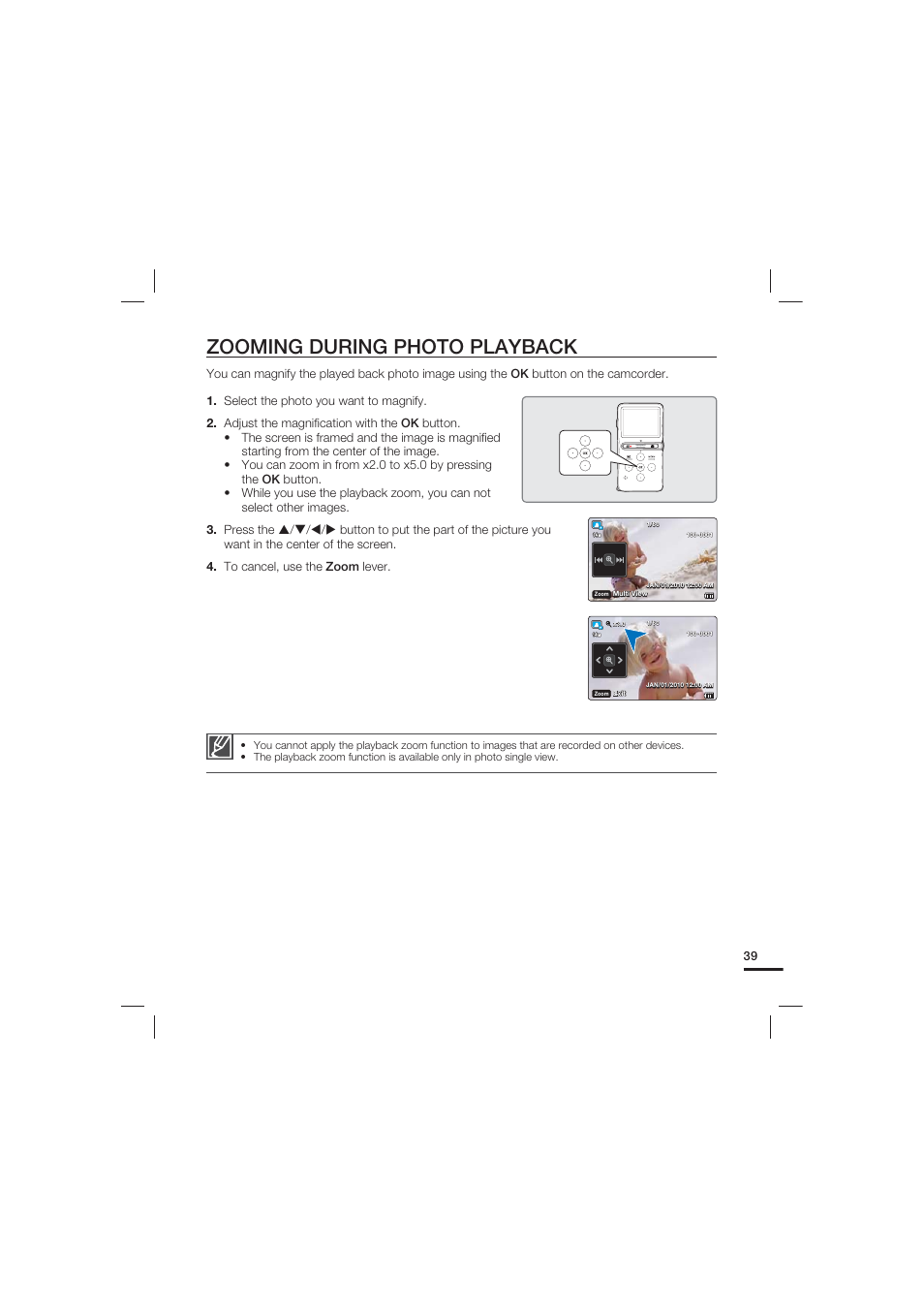 Zooming during photo playback | Samsung HMX-U15LN User Manual | Page 49 / 93