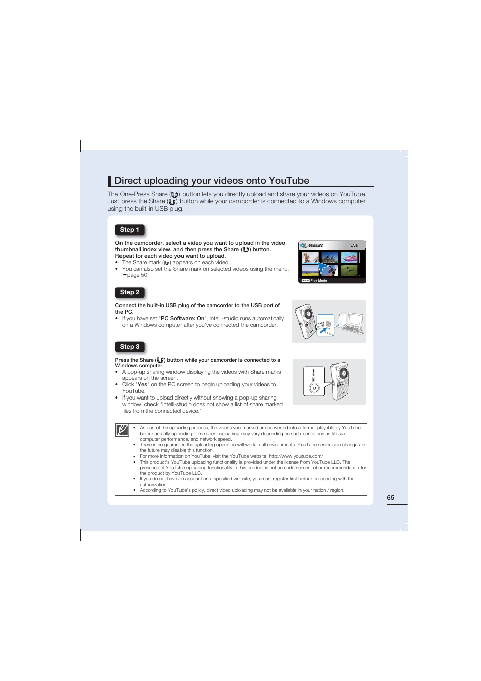Direct uploading your videos onto youtube | Samsung HMX-U15LN User Manual | Page 75 / 93