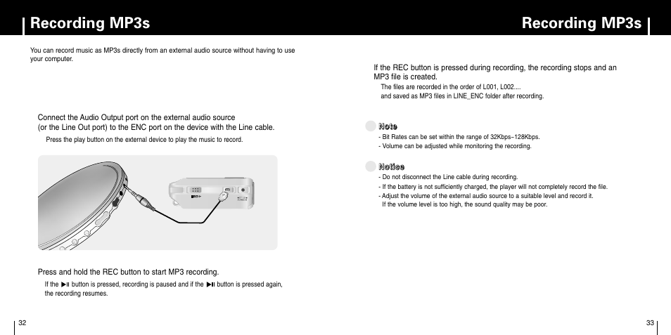 Recording mp3s | Samsung YP-C1X User Manual | Page 17 / 36
