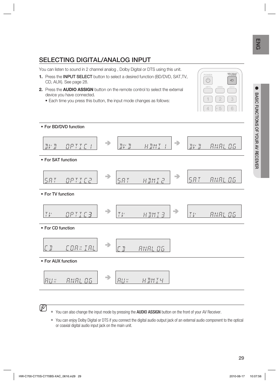 Selecting digital/analog input | Samsung C770BS-XAC User Manual | Page 29 / 60