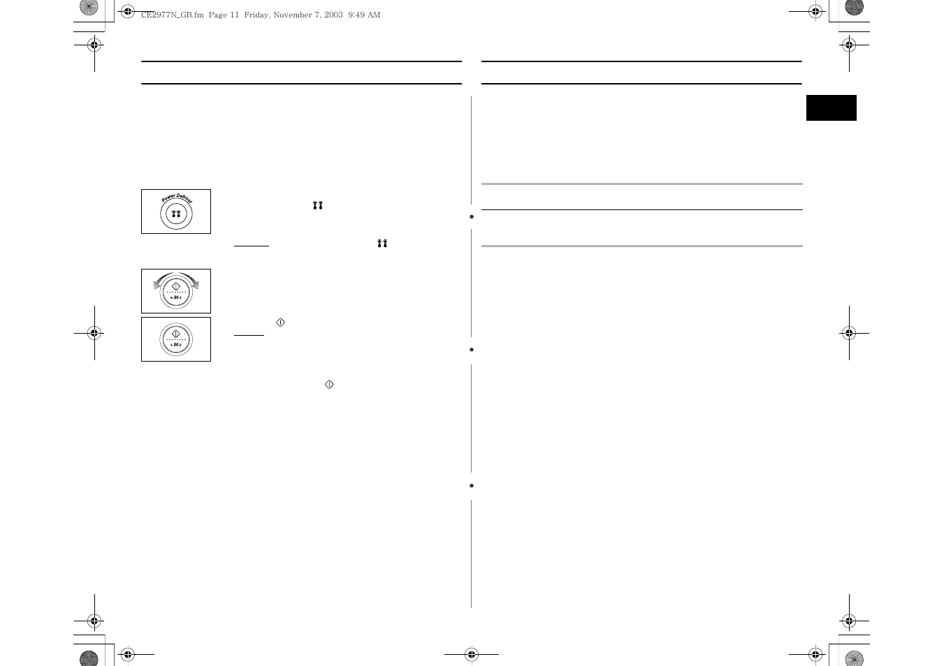 Using the auto power defrost feature, Auto power defrost settings | Samsung CE2977NT User Manual | Page 11 / 24