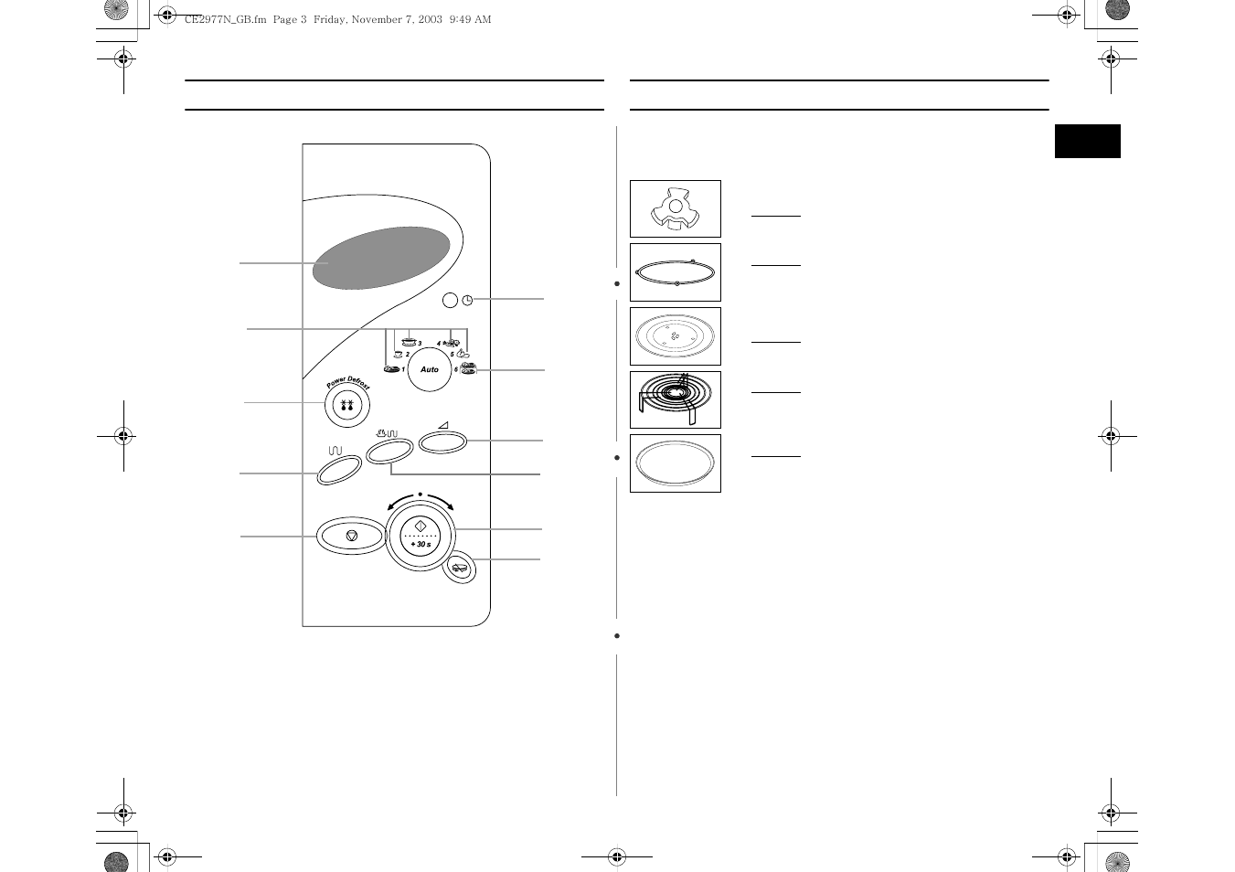 Control panel, Accessories, Control panel accessories | Samsung CE2977NT User Manual | Page 3 / 24