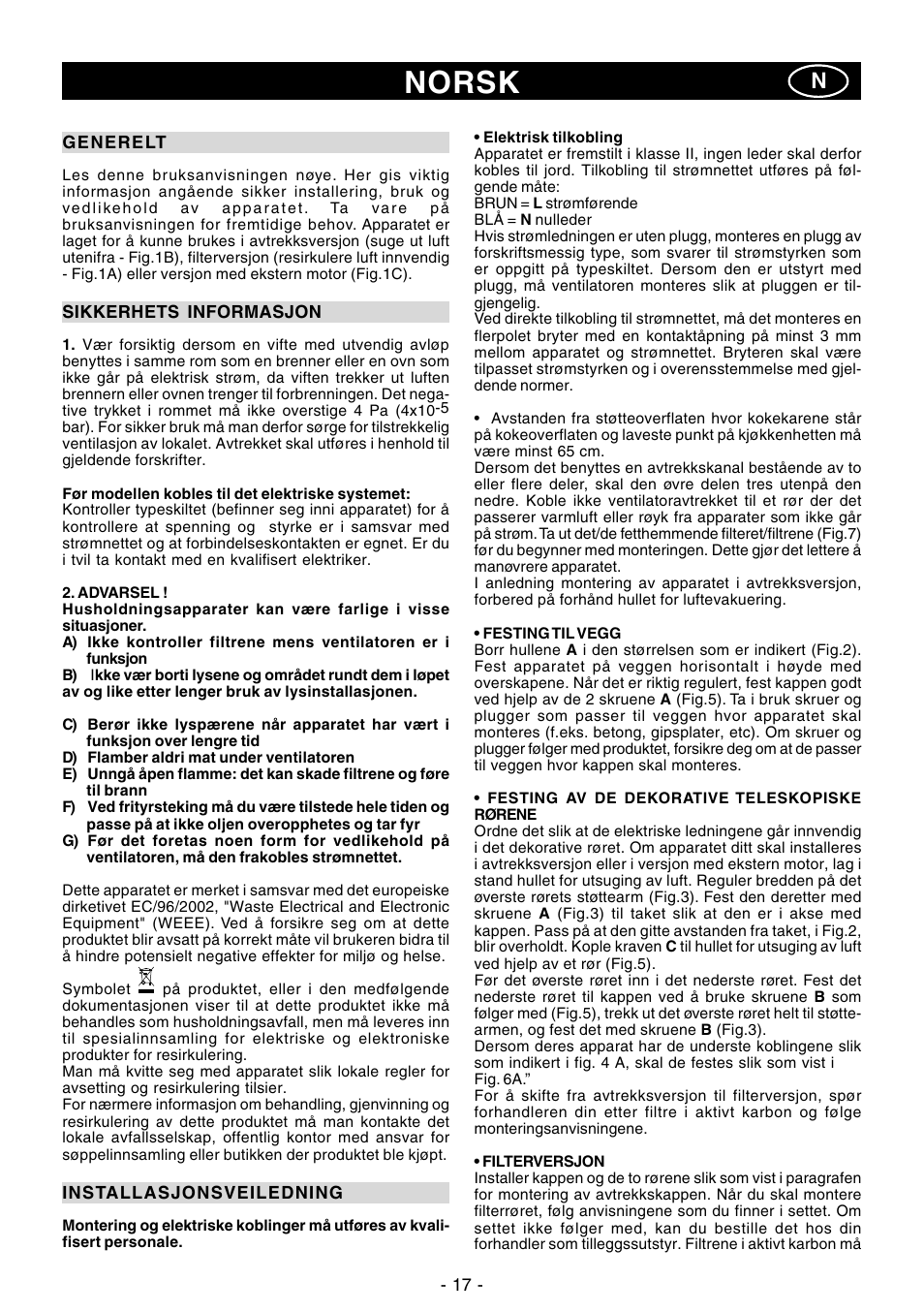 Norsk | Ardo MG60-90 User Manual | Page 17 / 28