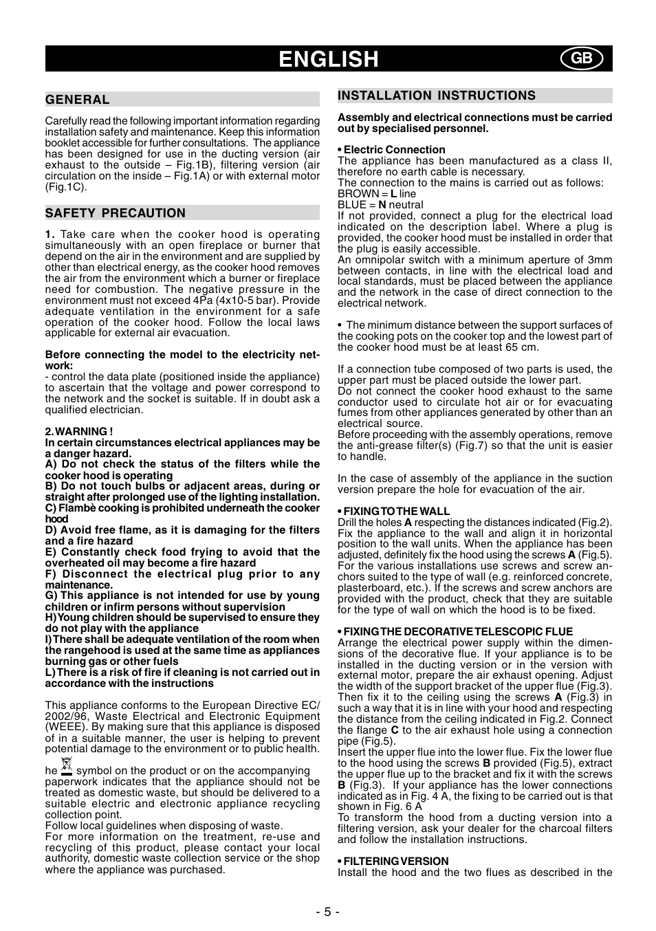English | Ardo MG60-90 User Manual | Page 5 / 28