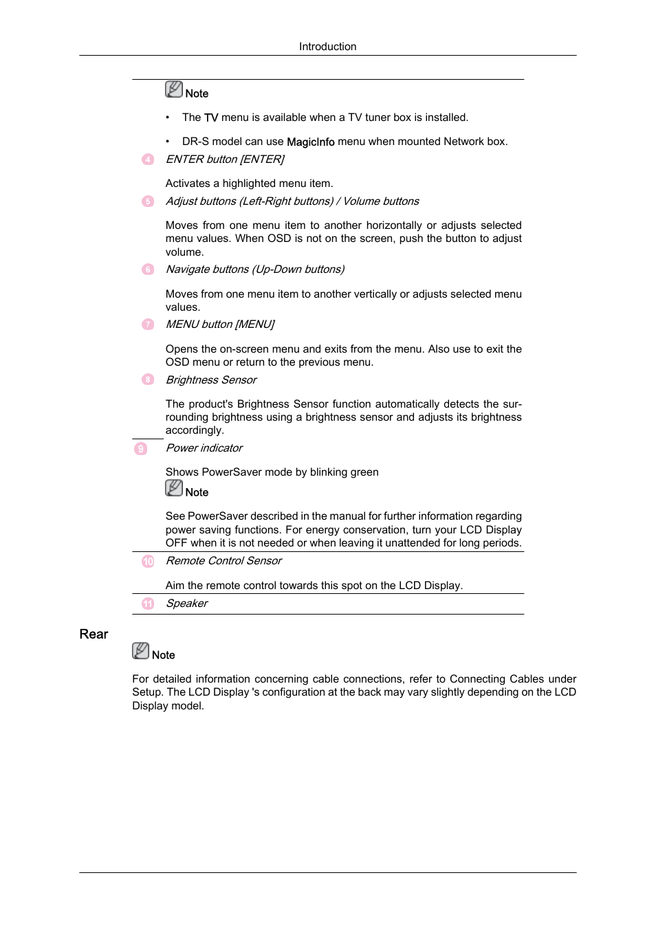 Rear | Samsung 460DR-S User Manual | Page 5 / 30
