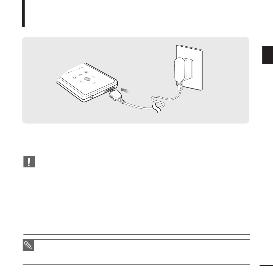 Charging the battery | Samsung YP-K3J User Manual | Page 13 / 59