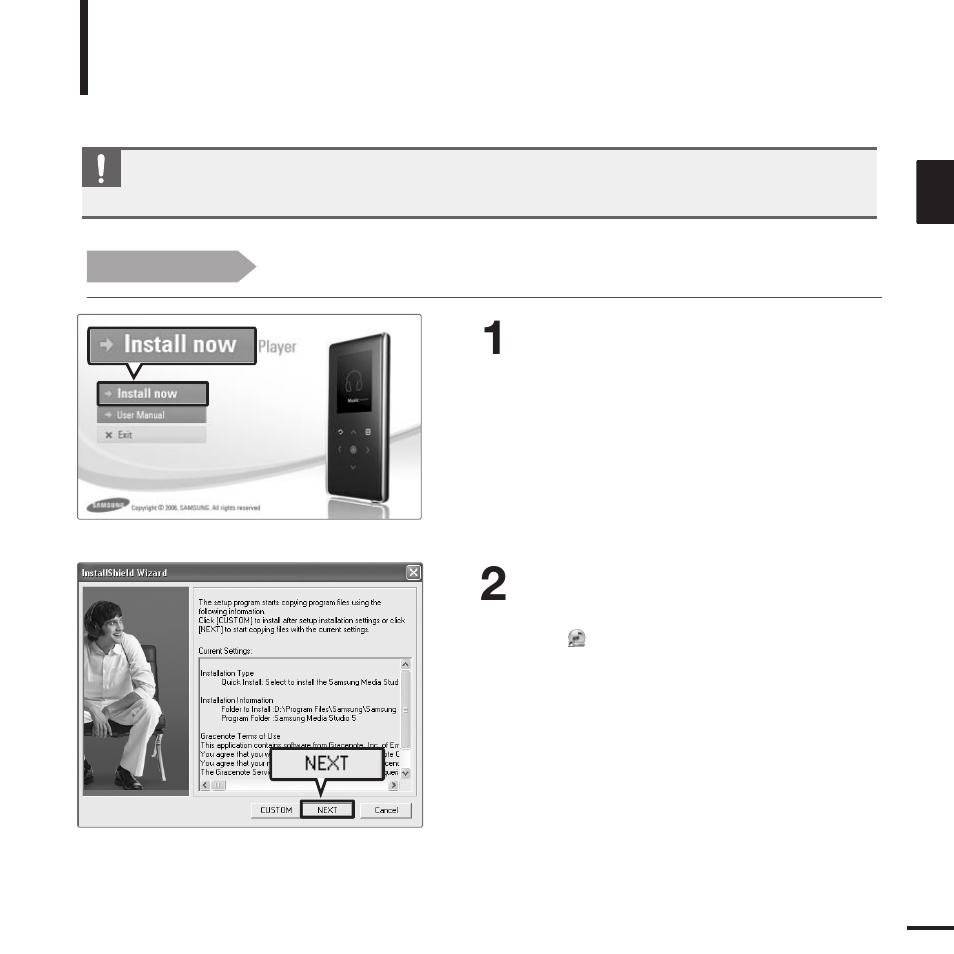 Chapter 2. loading your desired file, Installing samsung media studio | Samsung YP-K3J User Manual | Page 17 / 59