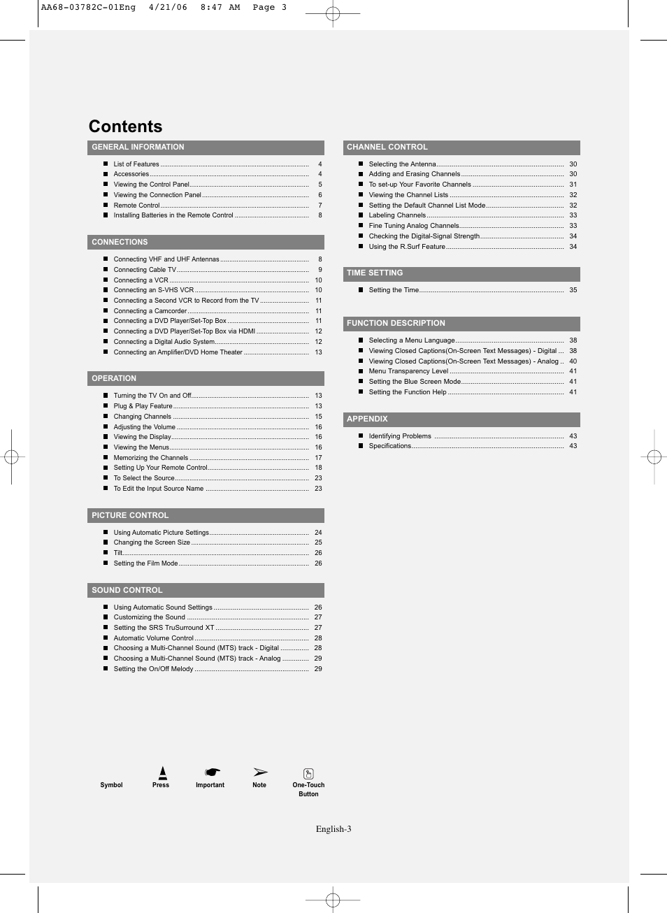 Samsung CL-29Z40DS User Manual | Page 3 / 44