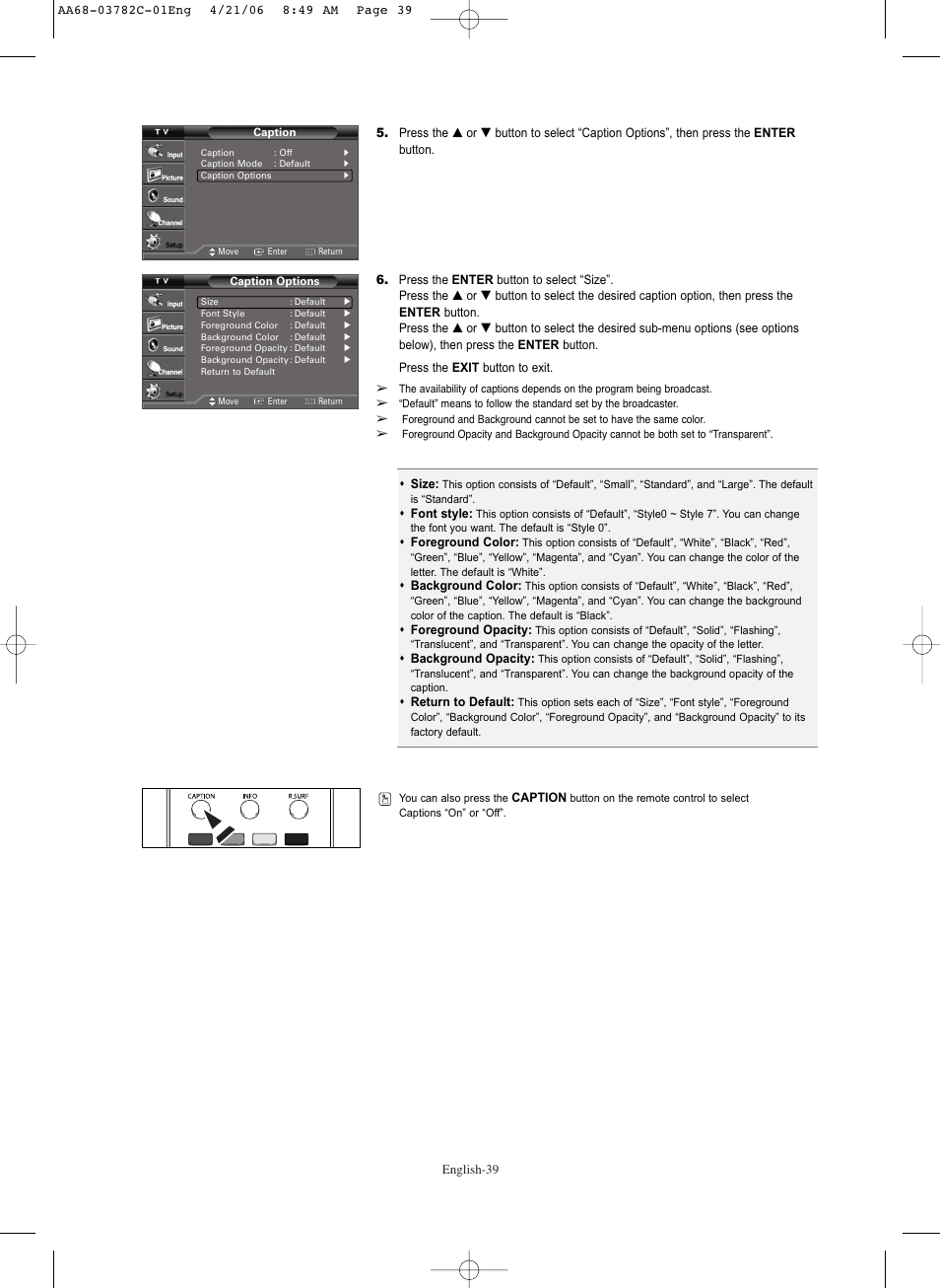 Samsung CL-29Z40DS User Manual | Page 39 / 44