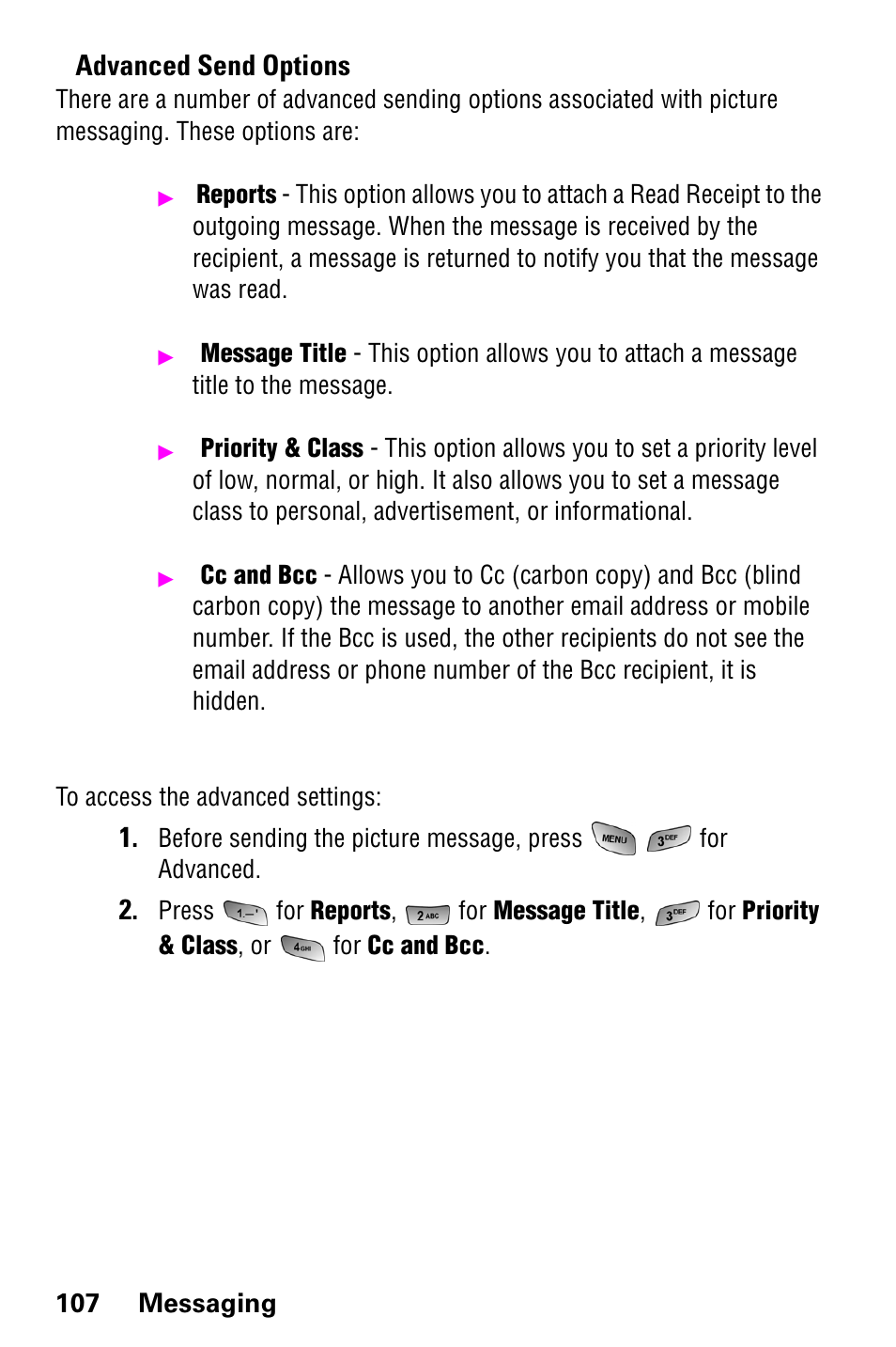 Advanced send options | Samsung SCH-a600 User Manual | Page 115 / 142