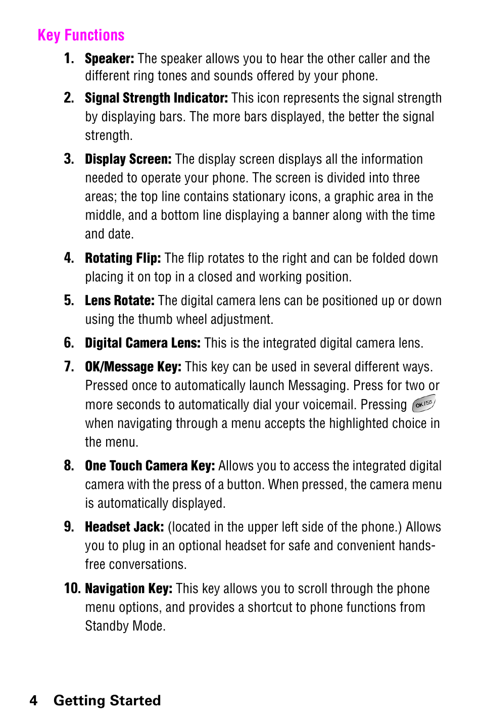 Key functions | Samsung SCH-a600 User Manual | Page 12 / 142