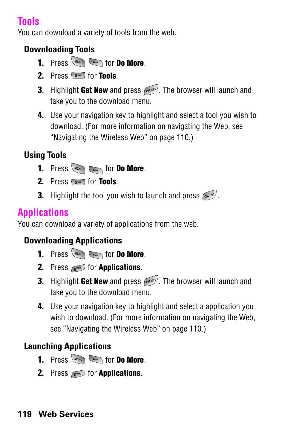 Tools, Applications, Tools applications | Samsung SCH-a600 User Manual | Page 127 / 142