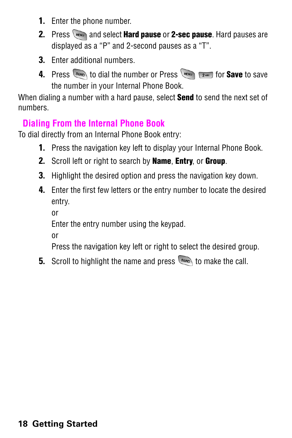 Dialing from the internal phone book | Samsung SCH-a600 User Manual | Page 26 / 142