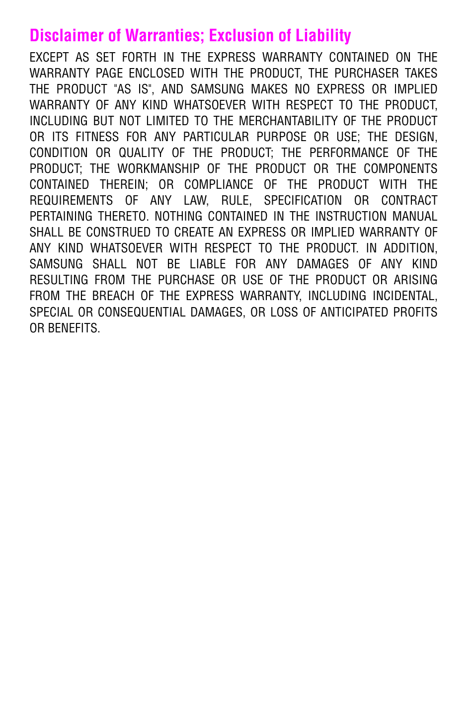 Disclaimer of warranties; exclusion of liability | Samsung SCH-a600 User Manual | Page 3 / 142