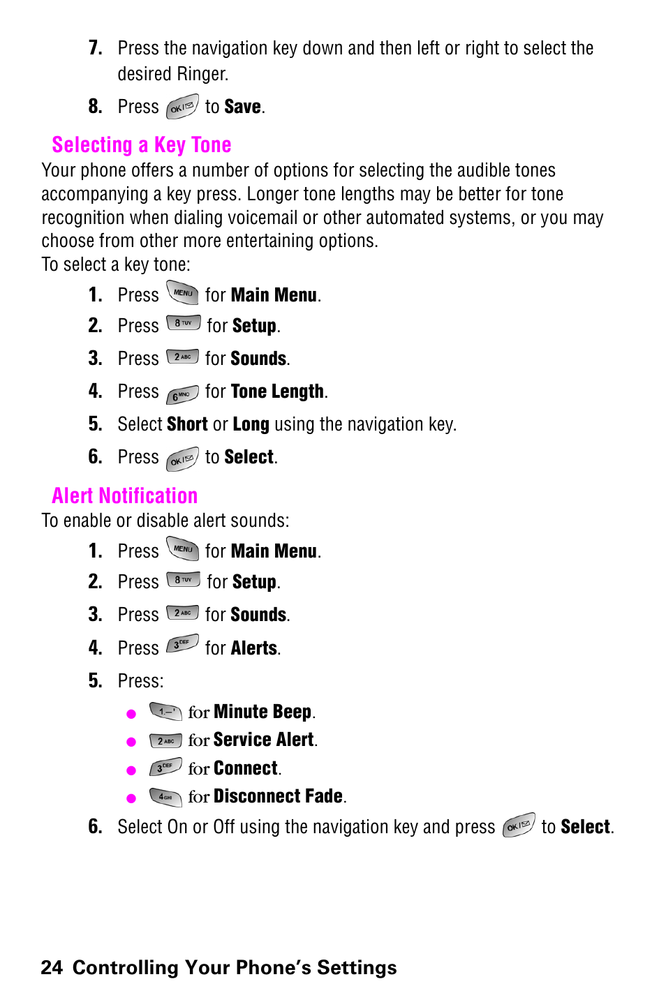 Selecting a key tone, Alert notification, Selecting a key tone alert notification | Samsung SCH-a600 User Manual | Page 32 / 142