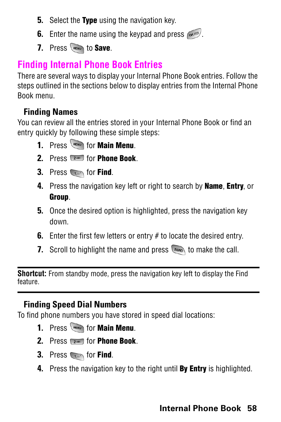 Finding internal phone book entries | Samsung SCH-a600 User Manual | Page 66 / 142