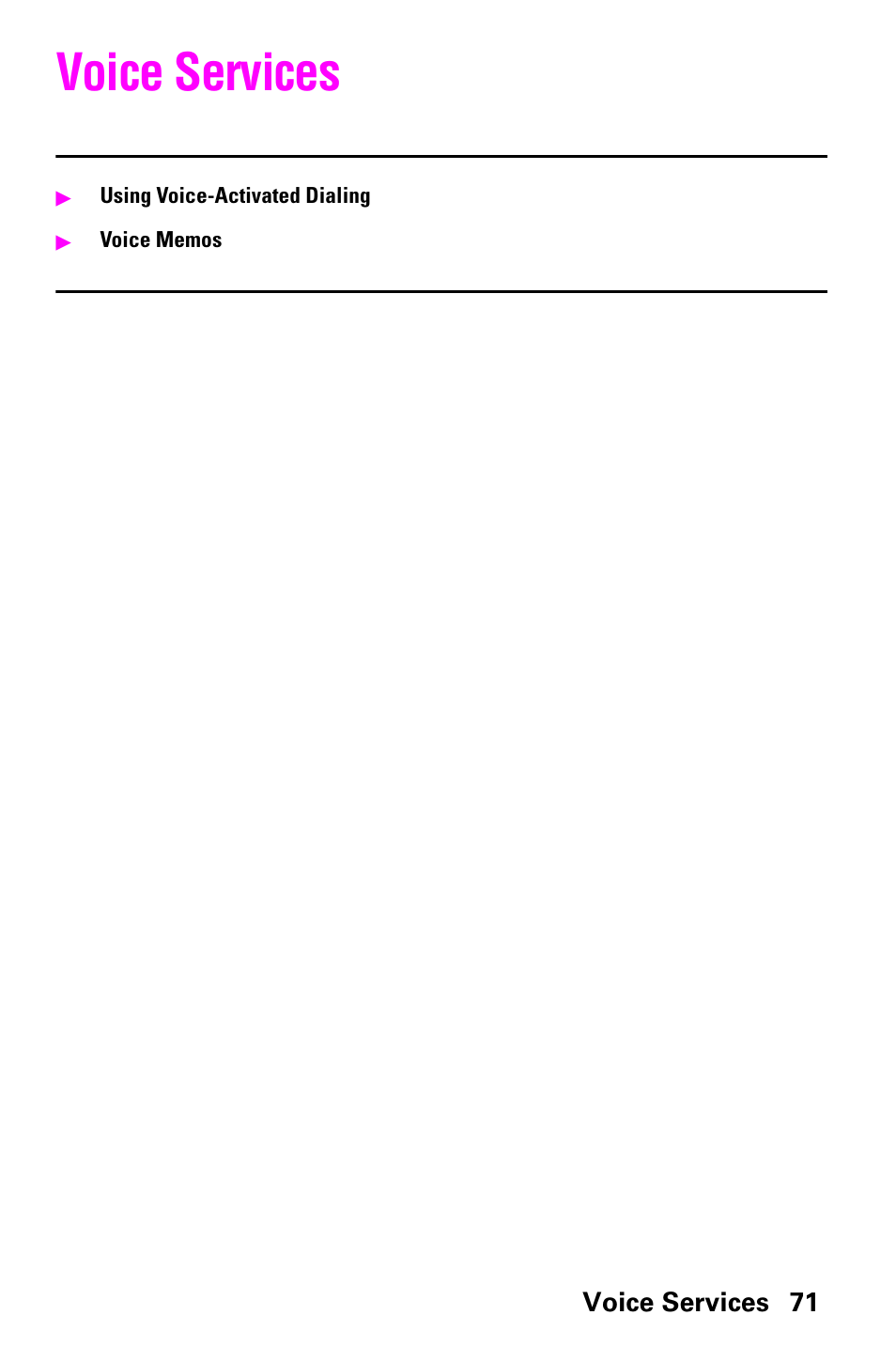 Voice services | Samsung SCH-a600 User Manual | Page 79 / 142