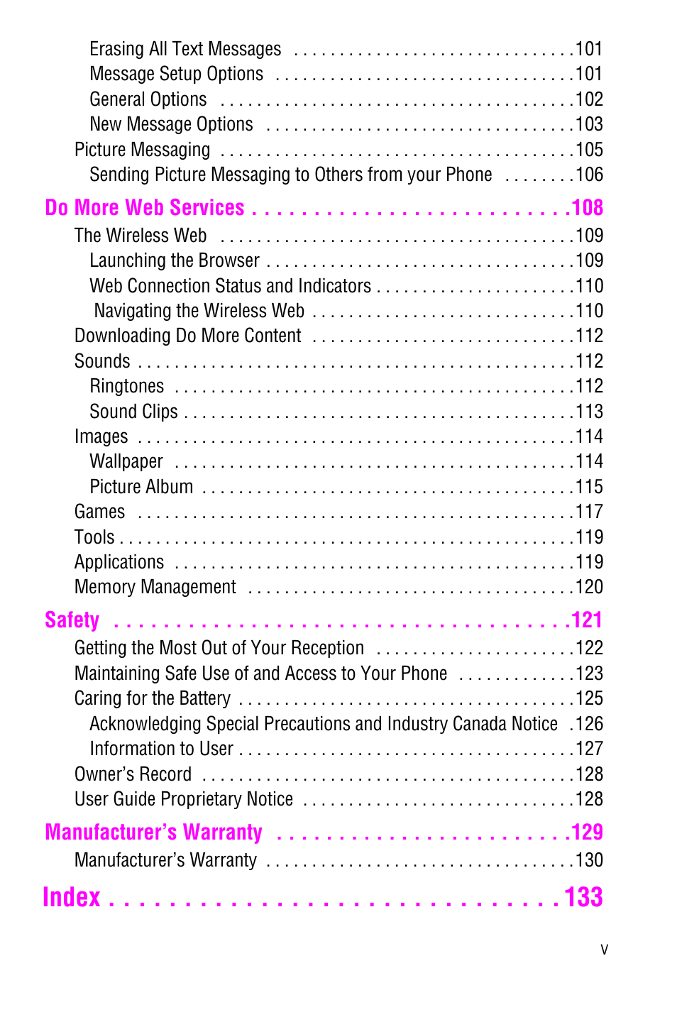 Index | Samsung SCH-a600 User Manual | Page 8 / 142