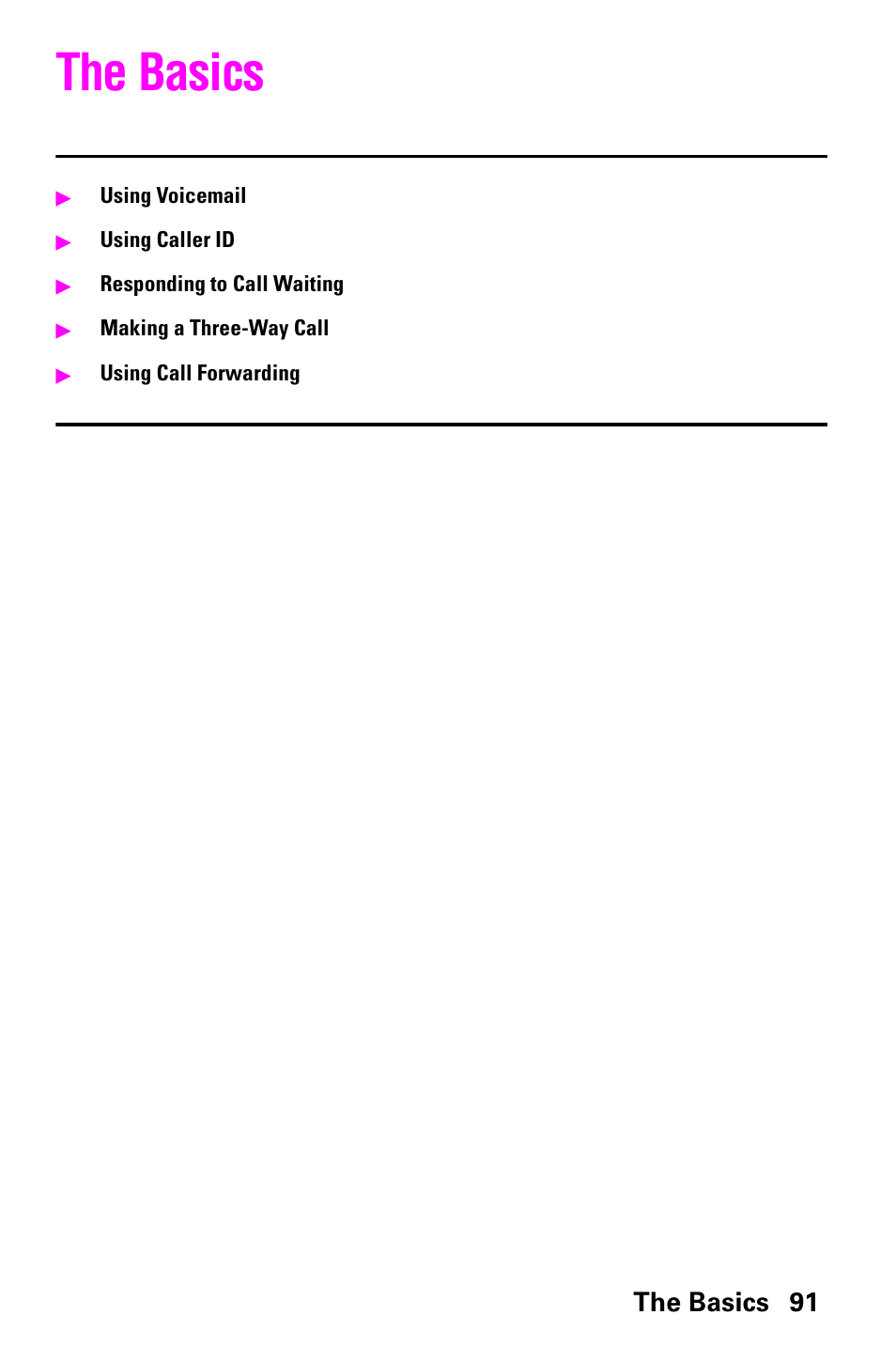 The basics, The basics 91 | Samsung SCH-a600 User Manual | Page 99 / 142