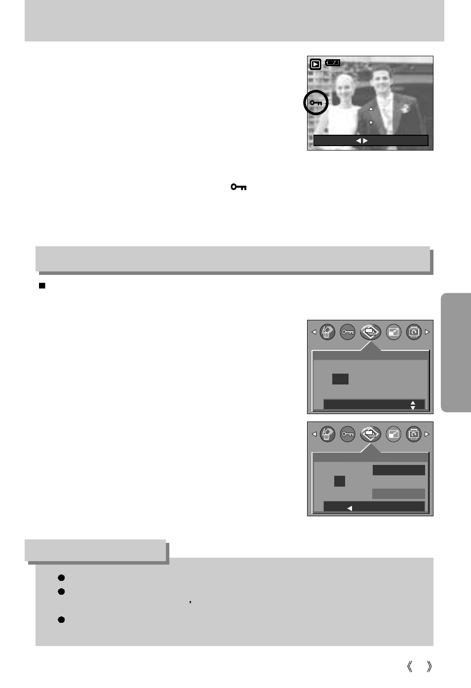 Protecting images, Information starting the slide show | Samsung Digimax U-CA User Manual | Page 53 / 128