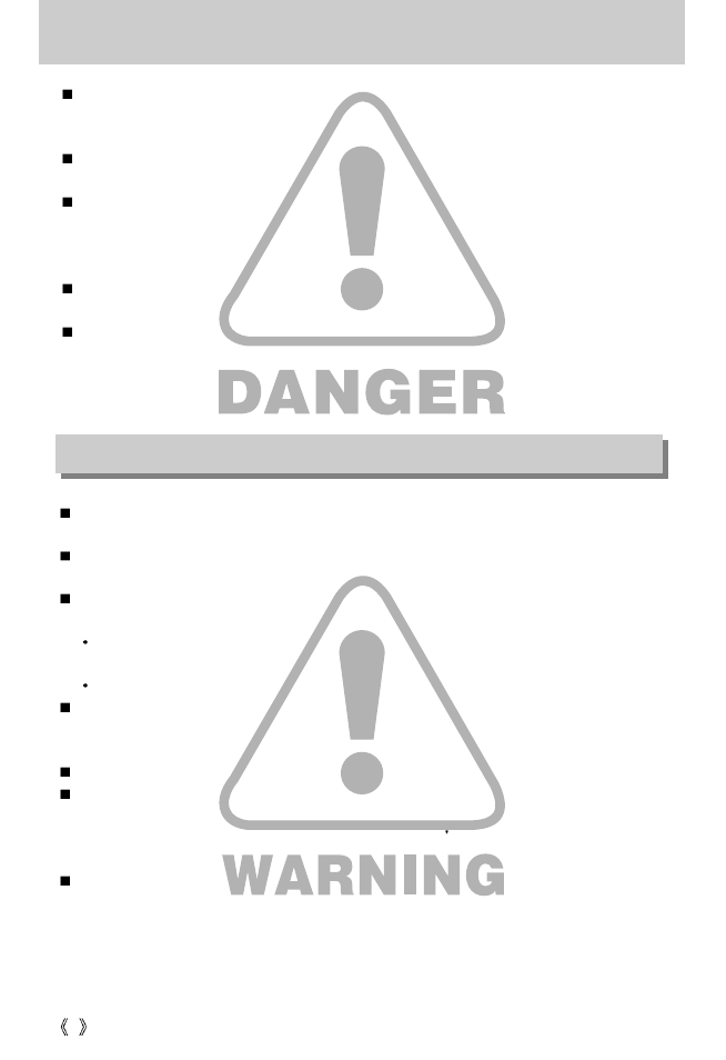 Danger, Warning | Samsung Digimax U-CA User Manual | Page 6 / 128