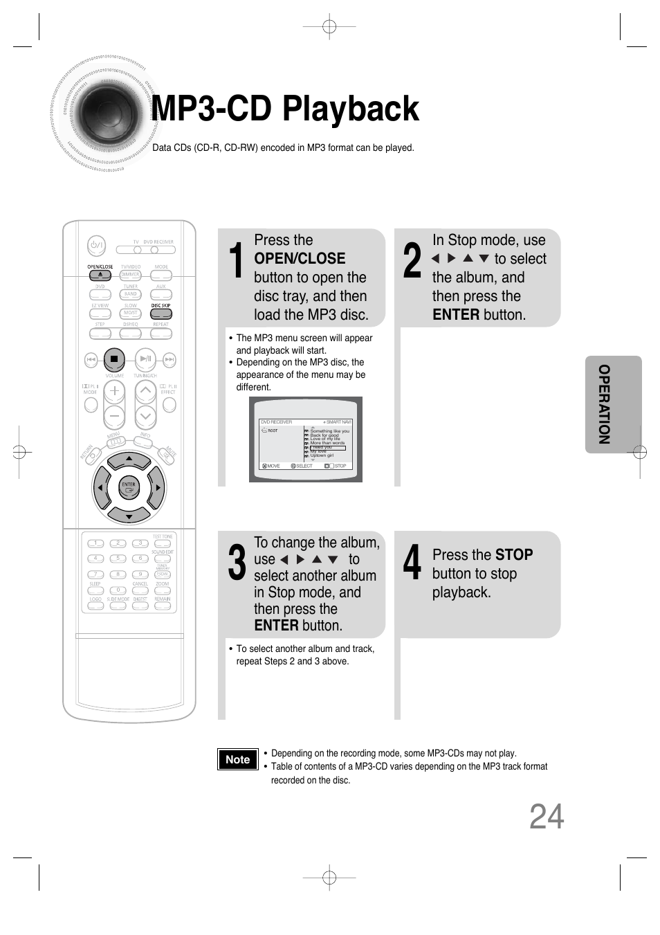 Mp3-cd playback | Samsung HT-DS630T User Manual | Page 25 / 76