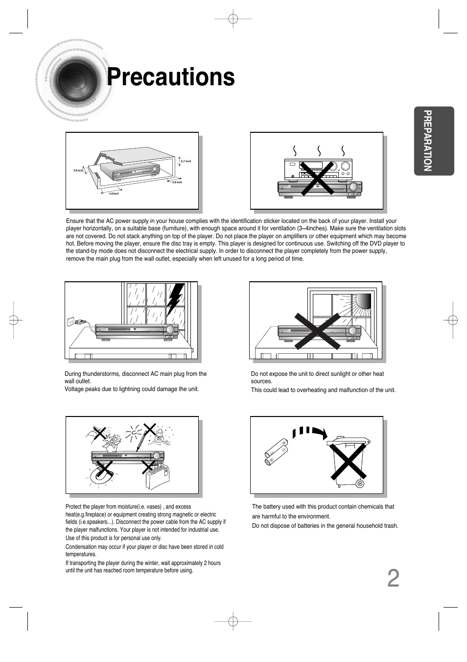 Precautions, 2precautions | Samsung HT-DS630T User Manual | Page 3 / 76