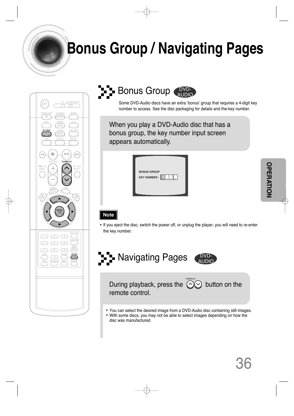 Bonus group / navigating pages, Bonus group, Navigating pages | Samsung HT-DS630T User Manual | Page 37 / 76