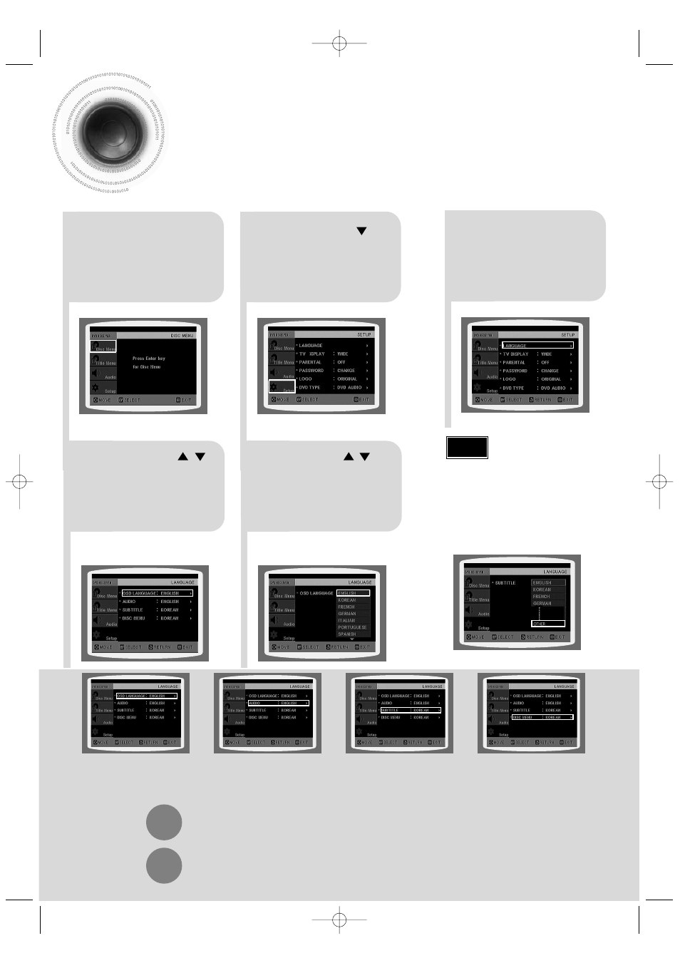 Setup, Setting the language | Samsung HT-DS630T User Manual | Page 42 / 76