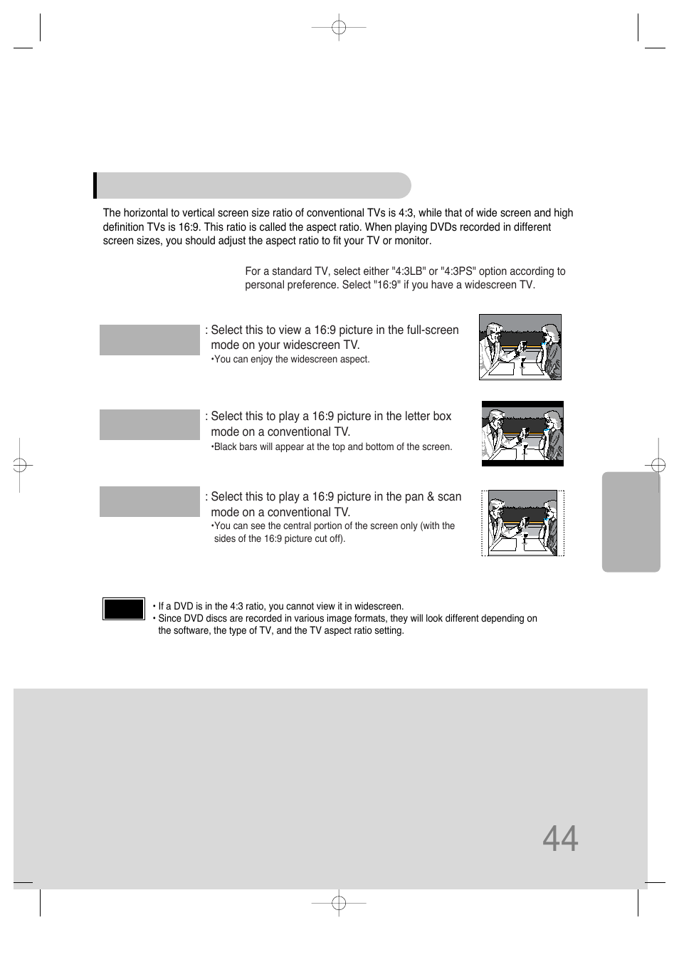 Adjusting the tv aspect ratio (screen size) | Samsung HT-DS630T User Manual | Page 45 / 76